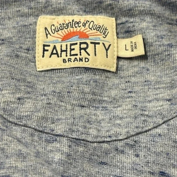 Faherty Mens Shirt Sz Large Blue Polo Cloud Pima Cotton Modal Super Soft Button - Picture 3 of 6